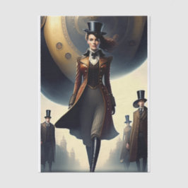 Papel De Seda Steampunk Woman & Air Ship