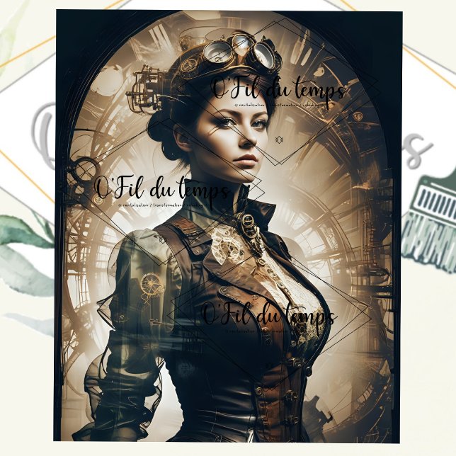 Papel De Seda Steampunk Woman Decoupage v1 (Subido por el creador)