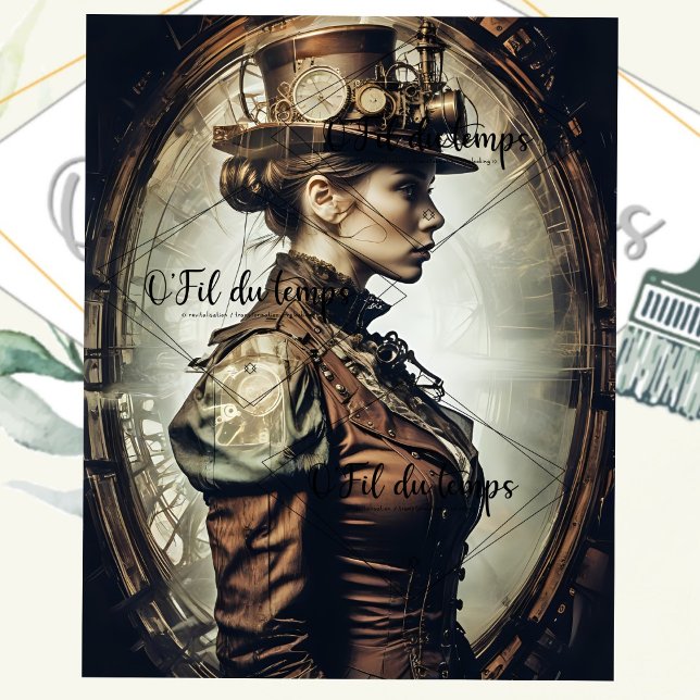 Papel De Seda Steampunk Woman Decoupage v2 (Subido por el creador)