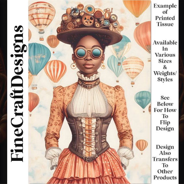 Papel De Seda Steampunk Woman Melanated Skin U1 Decoupage (Subido por el creador)