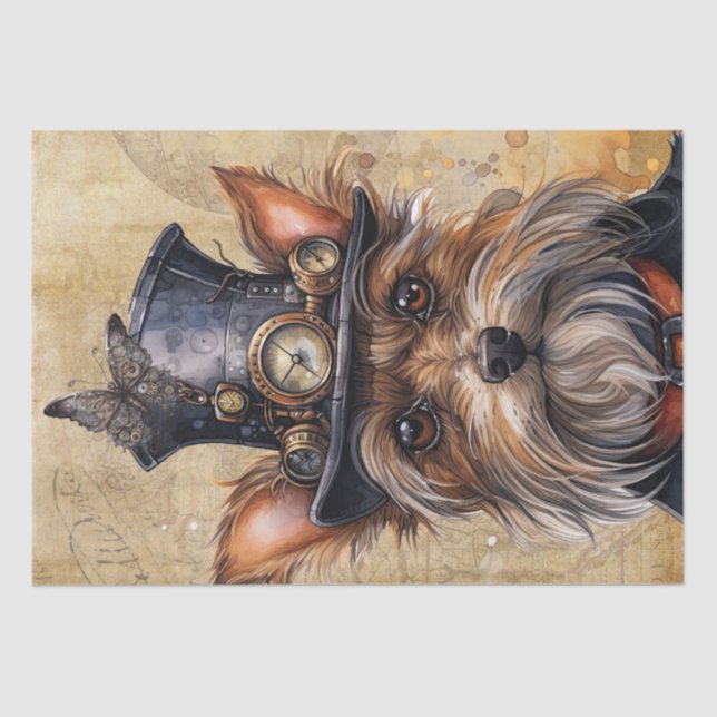 Papel De Seda Steampunk Yorkshire Terrier Dog (Anverso)