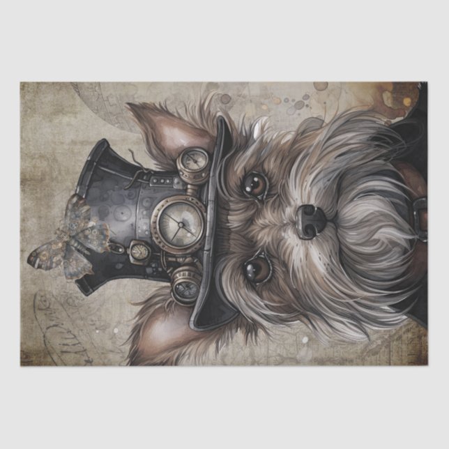 Papel De Seda Steampunk Yorkshire Terrier Dog (Anverso)