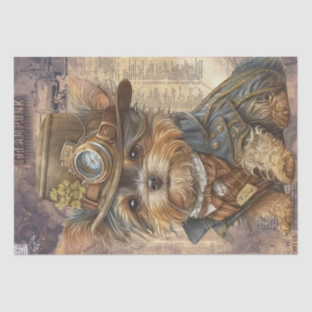 Papel De Seda Steampunk Yorkshire Terrier Dog (Anverso)