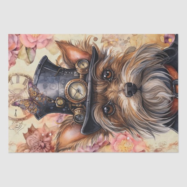 Papel De Seda Steampunk Yorkshire Terrier Dog (Anverso)
