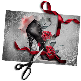 Papel De Seda Stiletto Araña Vampy | Rojo Alto Talón Grunge