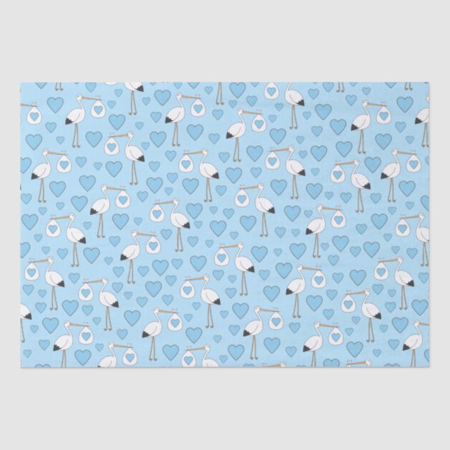 Papel De Seda Stork Baby Shower Blue Boy (Anverso)
