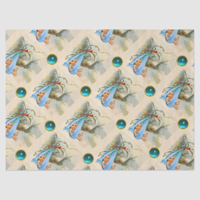 PAPEL DE SEDA STORK BOY BABY SHOWER BLUE GEMSTONES (Anverso)