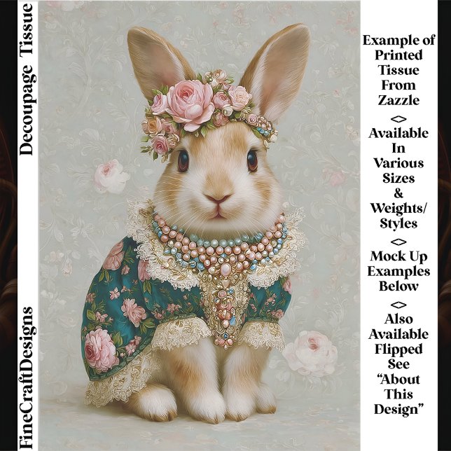 Papel De Seda Storybook Rabbit in Floral Dress EV8R Decoupage (Subido por el creador)