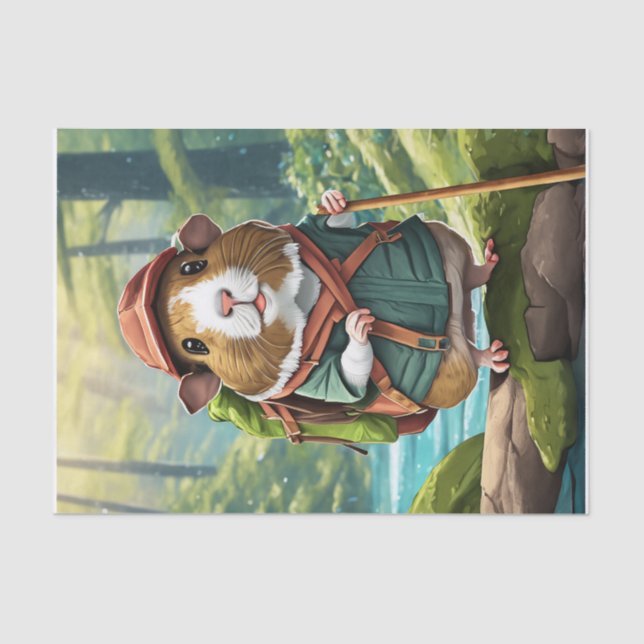 Papel De Seda Storybook Wanderer, Guinea Pig Hiker Dude (Anverso)