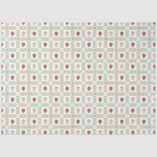 Papel De Seda Strawberry Gingham Berry Themed (Anverso)