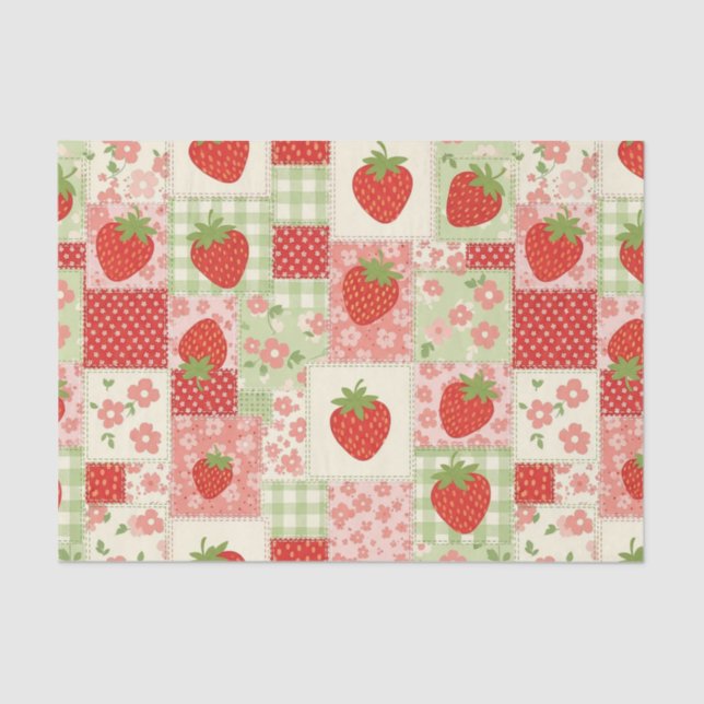 Papel De Seda Strawberry Patchwork Picnic (4) (Anverso)