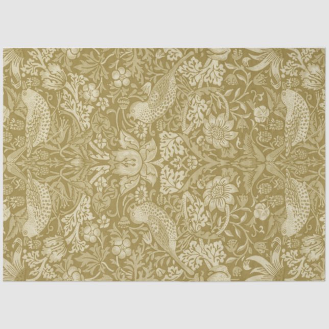 Papel De Seda Strawberry Thief Gold, William Morris (Anverso)