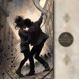 Papel De Seda Street Dancers with Swirling Music Decoupage