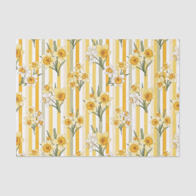 Papel De Seda Striped Daffodil Floral Pattern (1) (Anverso)