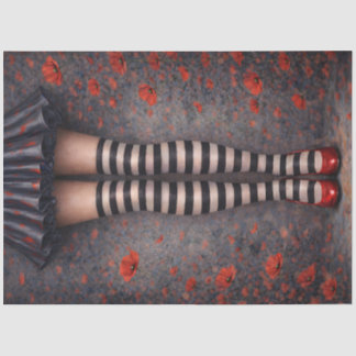 Papel De Seda Striped Stockings Red Heels Decoupage Paper