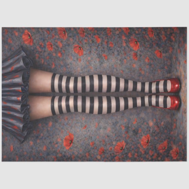 Papel De Seda Striped Stockings Red Heels Decoupage Paper (Anverso)