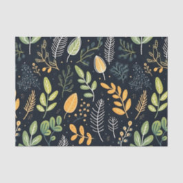 Papel De Seda Stylish Green and Yellow Foliage Pattern 