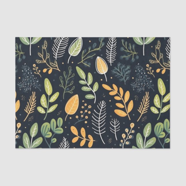 Papel De Seda Stylish Green and Yellow Foliage Pattern  (Anverso)