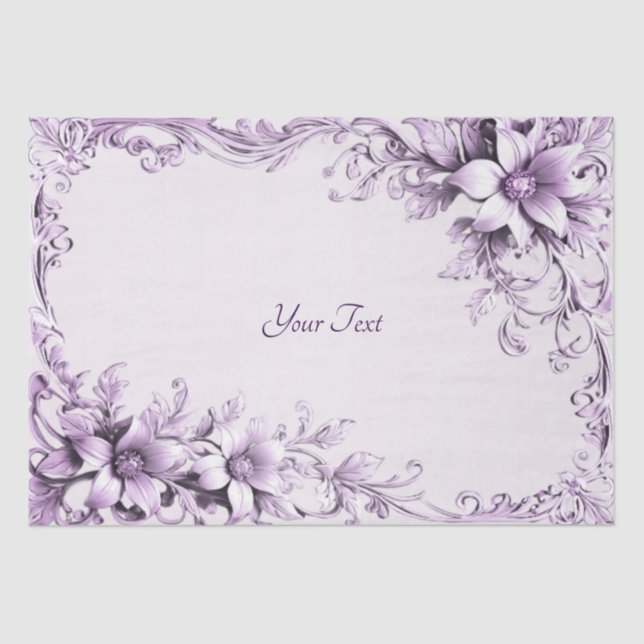 Papel De Seda Stylish Purple Flowers Tissue Paper (Anverso)