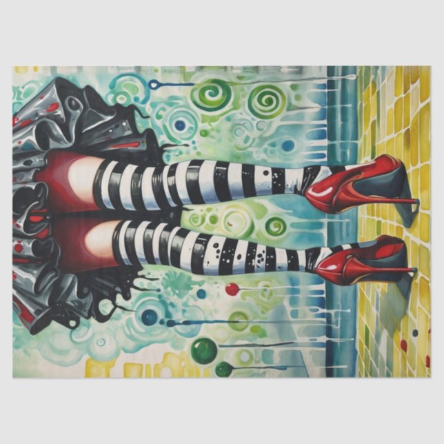 Papel De Seda Stylish Witch - Ruby Heels - Striped Stockings (Anverso)