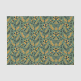 Papel De Seda Stylized botanical orange and black floral pattern