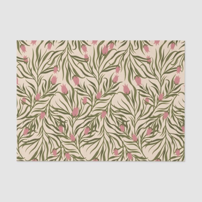 Papel De Seda Stylized pink bell-shaped floral pattern (Anverso)