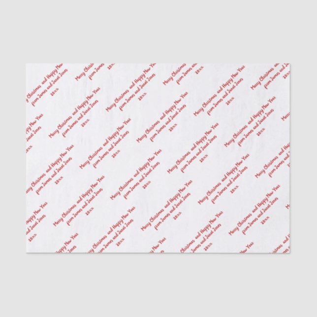 Papel De Seda Su mensaje del navidad - fuente roja - modelo de (Anverso)