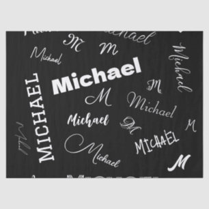 Papel De Seda Su nombre y patrón personalizado monograma negro