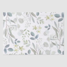 Papel De Seda Suave eucalipto verde botánico acuarela