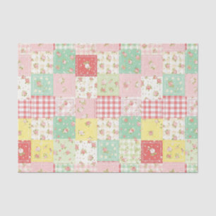 Papel De Seda Suave Floral Patchwork Cuadro Pastel