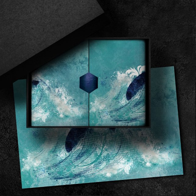 Papel De Seda Sublimación de ondas | Agua mareal nautica azul-ve (Subido por el creador)