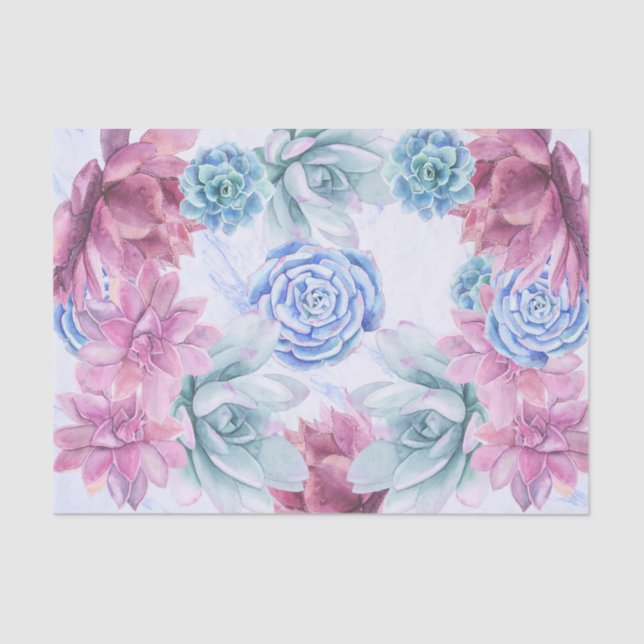 Papel De Seda Suculentas Modas modernas Marble Bridal Ducha Fies (Anverso)