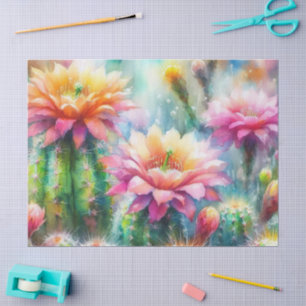 Papel De Seda Suculento Cacti Decoupage de Flores de Agua