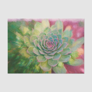 Papel De Seda Suculento Decoupage Acuarela Verde Rosa Rústico