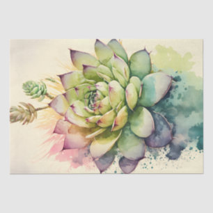 Papel De Seda Suculento Plant Floral Decoupage Watercolor