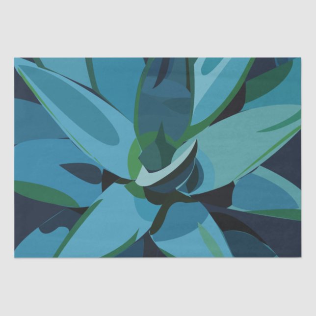 Papel De Seda Suculentos Cactus Agave Azul (Anverso)