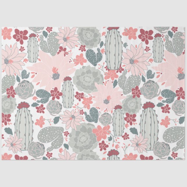 Papel De Seda Sucultores Cactus Cacti Pink Mint (Anverso)