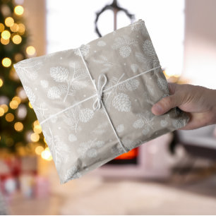 Papel De Seda Sucursal de pino de invierno en Navidades blancos 