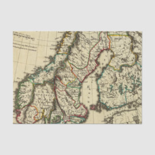 Papel De Seda Suecia, Dinamarca, Noruega con los límites