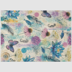 Papel De Seda Sueño Acuático Floral Vibrante