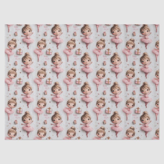 Papel De Seda Sueño de Bailarina Rosa con Tutus (Anverso)