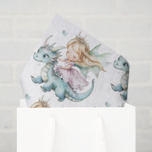 Papel De Seda Sueño de Cuento de Hadas Dragón Rosa Baby Shower P