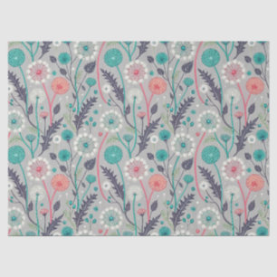 Papel De Seda Sueño de dandelión verde azulado y crimson - Flora