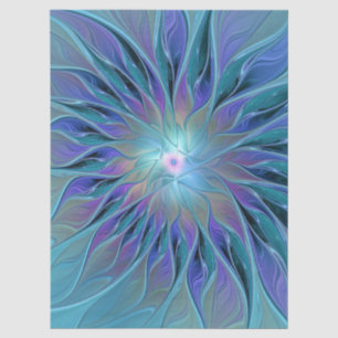 Papel De Seda Sueño de flor abstracta fractal arte morado azul