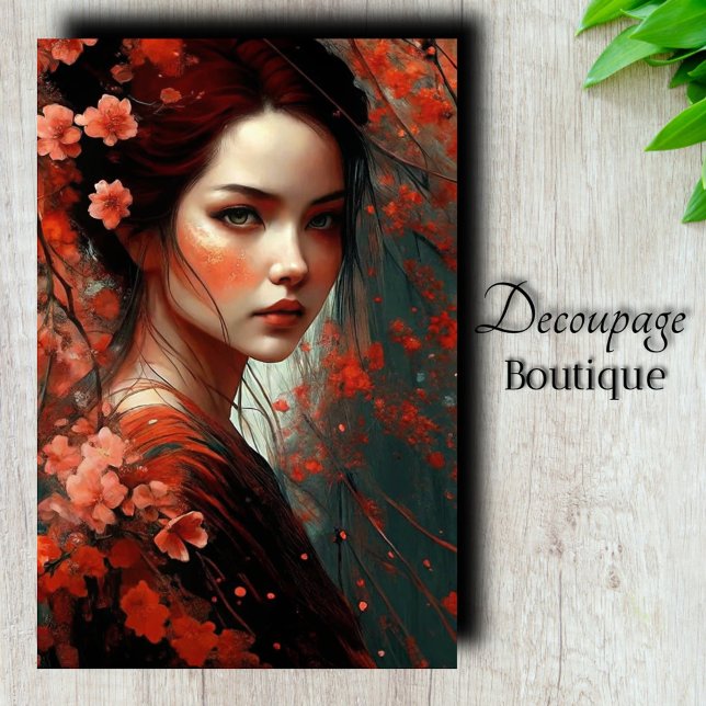 Papel De Seda Sueño de Flor de Coral Decoupage (Coral Blossom Dream Decoupage Tissue Paper)