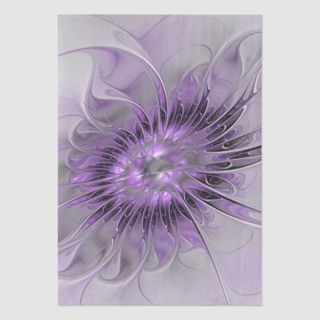 Papel De Seda Sueño de Flor de Lavanda Arte Fractal Abstracto Mo (Anverso)