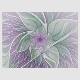 Papel De Seda Sueño de flores, abstracto arte fractal verde púrp