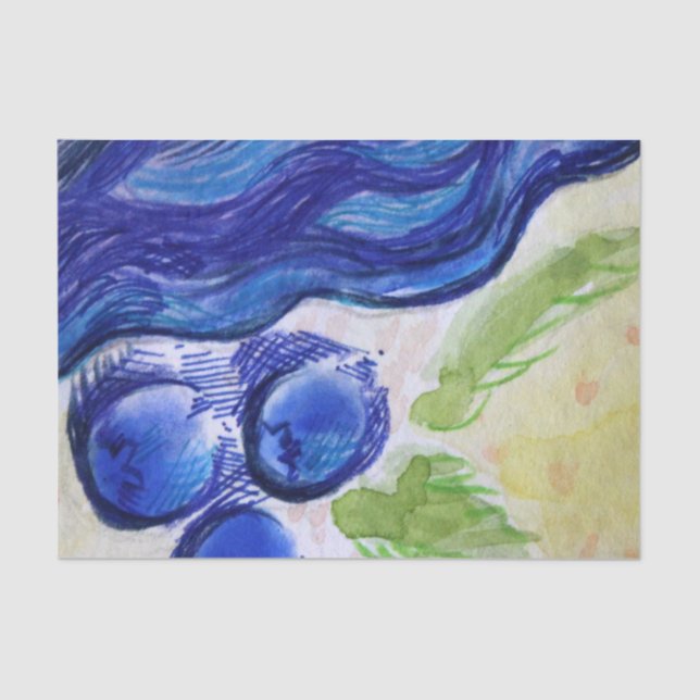 Papel De Seda Sueño del arándano azul (Anverso)