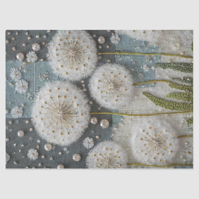 Papel De Seda Sueños elegantes de Dandelion, medios mixtos (Anverso)