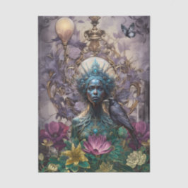 Papel De Seda Sueños Esmeralda Bosque Fantasía Reina Decoupage